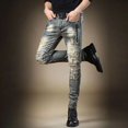 thumbnail image 5 of Pantalones vaqueros de estilo hip hop para hombre, nuevos pantalones vaqueros de estilo rockero, de verano, estilo Kpop, de lujo, estilo retro, apilados, clásicos, de alta calidad, 5 of 5