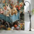 thumbnail image 2 of Easter Bunny Small Stall Shower Curtain, Waterproof Shower Curtains for Bathroom, Rabbits Spring Flowers Eggs Country Vintage Washable Fabric Bath Curtain for Bathtub with Hooks 36x72 Inches, 2 of 9