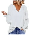 thumbnail image 2 of Lilgiuy Women's Fashion Solid Color V-Neck Comfortable Loose T-shirt Long Sleeves Blouse Casual Tops for Business Office Work, 2 of 5