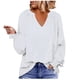 thumbnail image 2 of Pntutb Mujer Moda Color Sólido Cuello En V Cómoda Camiseta Suelta Manga Larga Blusa Casual tops Pntutb Pntutb-4317, 2 of 6