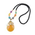 thumbnail image 2 of Jiaroswwei Pendant Necklace Ethnic Style Handmade Imitation Beeswax Shiny Fine Texture Dress Up Unfading Retro Bead Pendant Water Droplets Necklace Women Accessories, 2 of 8