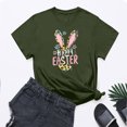 thumbnail image 1 of UPPADA Femmes Heureux Easter T-Shirt Bunny Lapin Graphique T-Shirt Manche Courte Drôle Lettres Imprimées Chemises Manche Courte Col Rond Tuniques Hauts Vert Armée,TG, 1 of 5