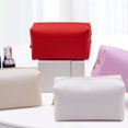 thumbnail image 5 of Simple Portable Travel Square Make Up Bag Zipper Toiletry Organizer Purse Cosmetic Bag Storage Bag PU Leather WHITE, 5 of 8