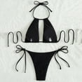 thumbnail image 4 of OSFVNOXV Thong Swimsuits for Women 2-Piece Bikini Sets Push Up Halter Swim Top and High Waisted G-String Thong Beachwear Bathing Suit, 4 of 4