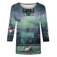 thumbnail image 4 of YUGYXL Womens 3/4 Sleeve Tshirts Summer Crew Neck Lightweight Comfy Shirts Vintage Flower Print Loose Clothes Ladies Tunic Cozy Clothes Going Out Fit Tees, 4 of 5
