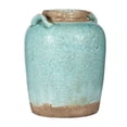 thumbnail image 2 of CC Home Furnishings Large Patina Finish Terracotta Vase with Handle - 14" - Blue, 2 of 8