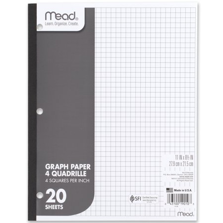UPC: 0043100190103 | Mead Q4 Paper Tablet  Graph Ruled  20 Sheets  11  x 8 1/2  (19010)
