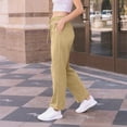 thumbnail image 6 of Women's Fleece Lined Sweatpants High Waisted Drawstring Cozy Baggy Straight Leg Pants with Pockets Khaki L, 6 of 8