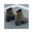 thumbnail image 6 of Fangasis Womens Leather Boot Lug Sole Booties Chunky Heel Ankle Boots Outdoor Anti-Slip Winter Shoes Army Green 6, 6 of 9