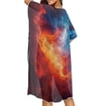 thumbnail image 4 of HELLHERO Half Sleeve Bathing Suit Cover Up for Vacation High Quality Fabrics Comfort Long Kimono Cover Ups for Swimwear Women Fire And Ice, 4 of 6
