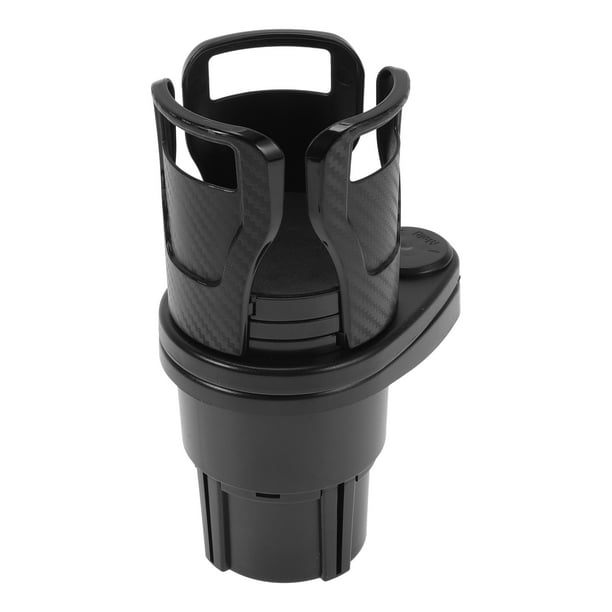 Unique Bargains 1 Pc para la mayoría de los vehículos Soporte para tazas de coche 2 en 1 con extensión de soporte para tazas giratorio 360° 186x85x66mm Negro de fibra de carbono ABS
