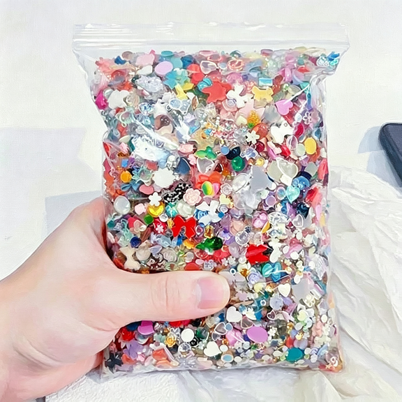 RAGUPEL 100G Mixed 3D Nail Art Resin Charms, Random Assorted Bows Pearls Rhinestones Nail Decorations for Acrylic Nails Diy Nail Art Supplies Nail Art Charms