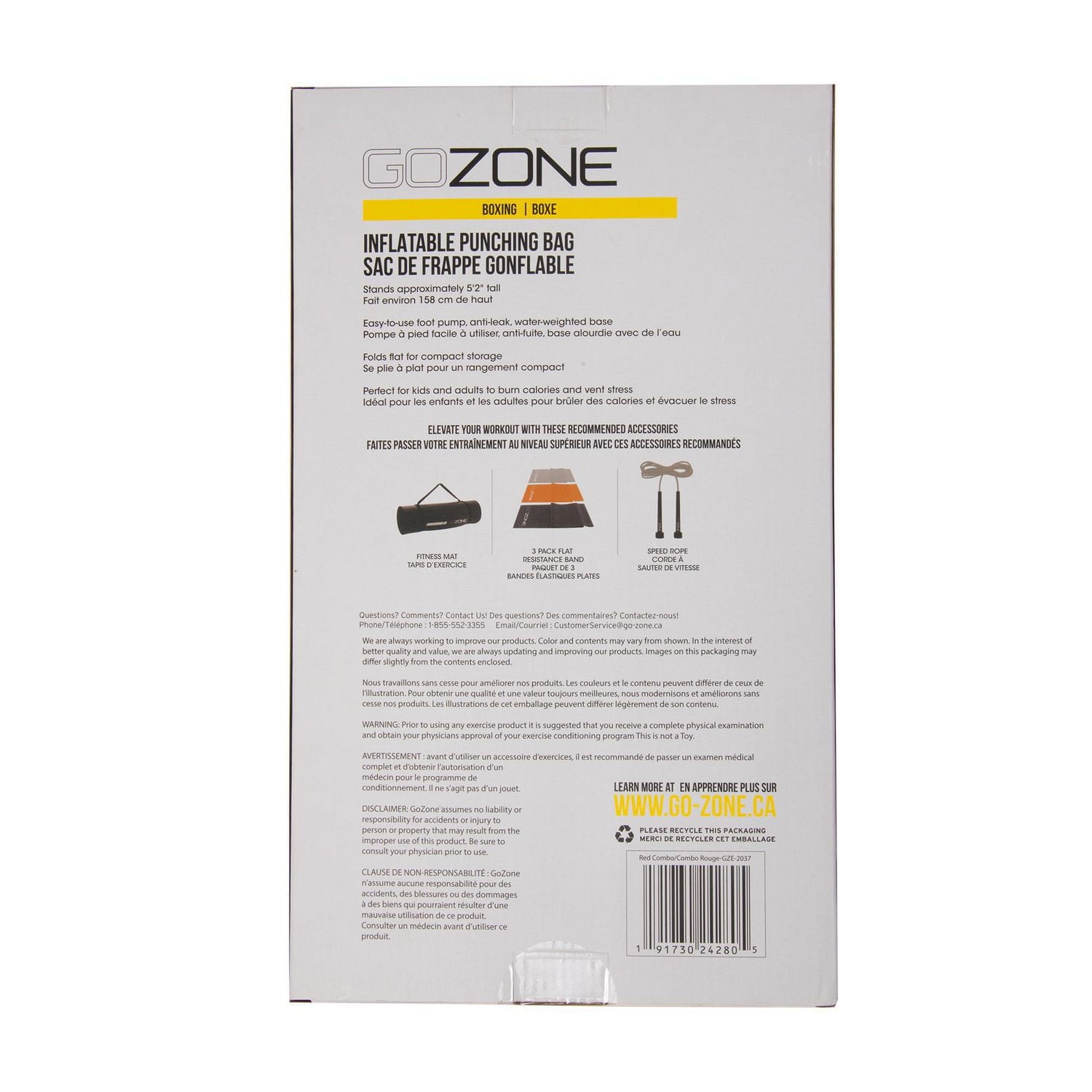 Sac de frappe gonflable GoZone – Rouge/noir