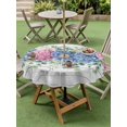 thumbnail image 4 of Outdoor Tablecloths with Umbrella Hole & Zipper, Blue Pink Hydrangea Round Tablecloth 54 Inch, Eucalyptus Leaves Wooden Summer Botanical Waterproof Table Cloth, Patio/Pool/Picnic Table Covers, 4 of 8