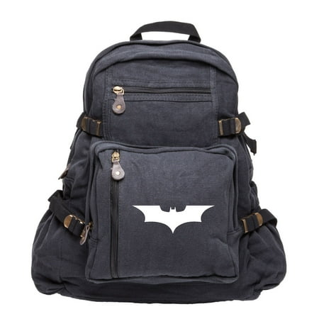 The Dark Knight Batman Logo Canvas Military Backpack School Bag Luggage (Best Daypack For Travel In Europe)