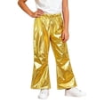 thumbnail image 5 of BLVB Girls Shiny Flare Pants Loose Fit Dance Bell Bottoms Elastic Waist Sparkly Wide Leg Trousers for Toddler Kids(Gold,11-12Years), 5 of 5