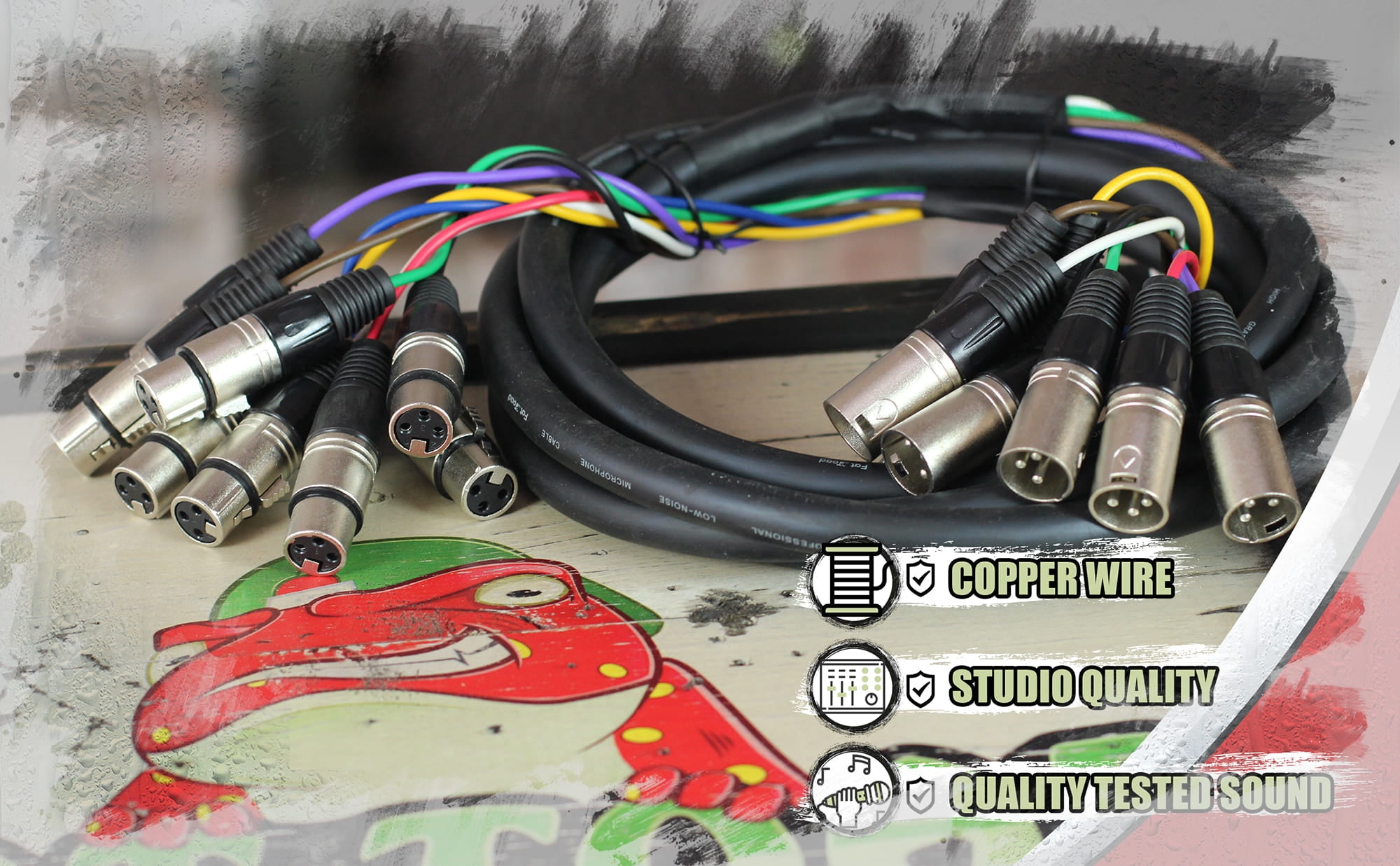 Fat Toad 8 Channel XLR Snake Cable Patch -10Ft Recording Studio PA DJ Microphone