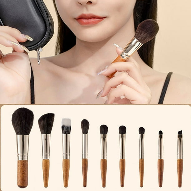 Brocha para polvos cosméticos, 9 piezas de brochas de maquillaje, brochas cómodas para contornear polvos, juego de brochas para contornear polvos de maquillaje, artesanía excepcional