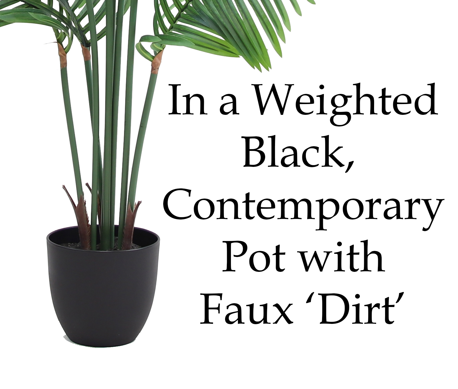 The Mod Greenhouse 50" Artificial Green Palm Tree in a 6.5" Black Matte Contemporary Pot (9 Leaf)