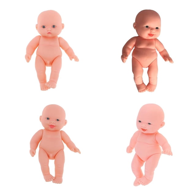 4PCS 11cm Cuerpo de vinilo Realista Niño de silicona Muñeca recién nacida con articuciones móviles Regalo Educación Juguetes Nursey Pr Baoblaze Los niños fingen juguetes
