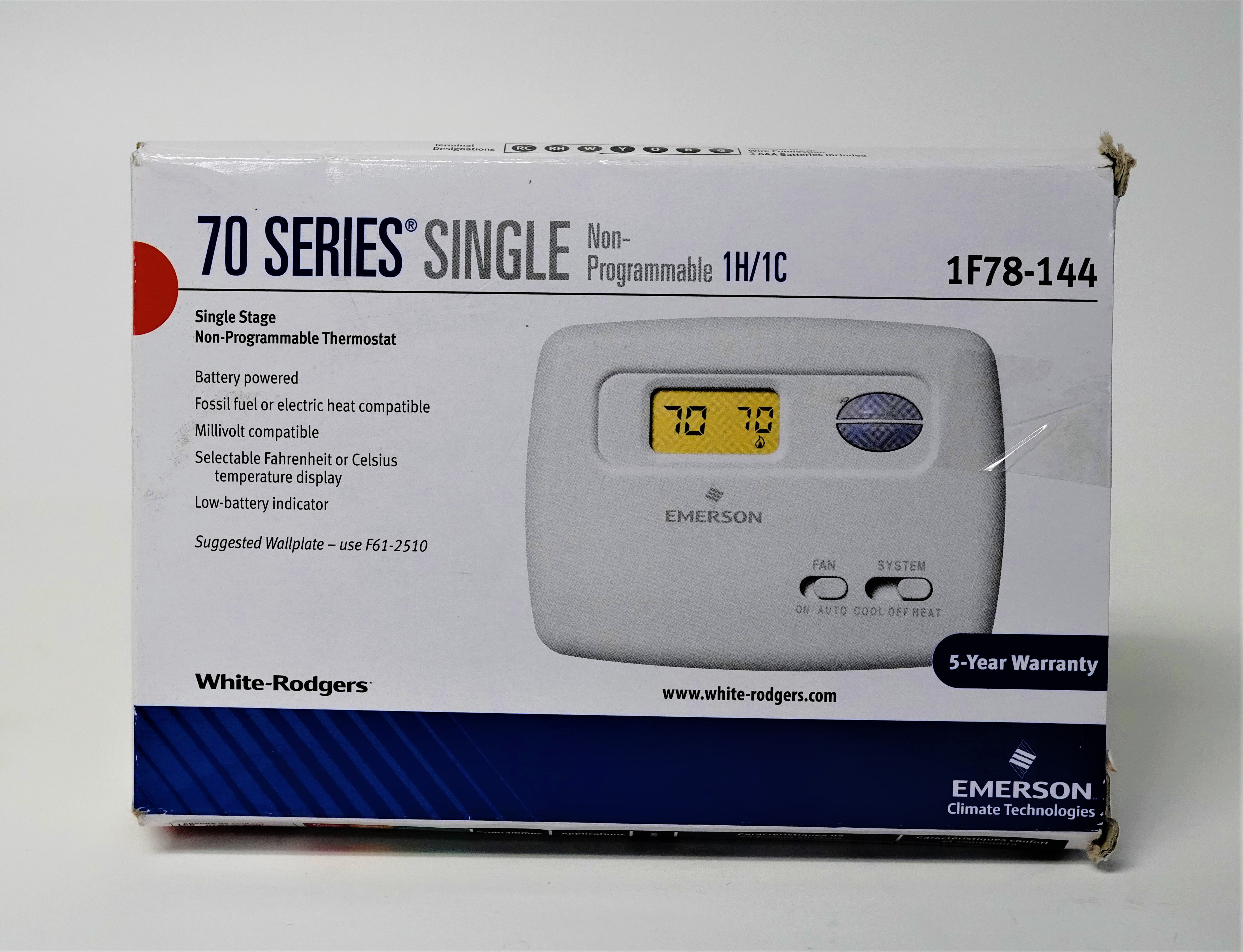 White Rodgers 1f78 144 Non Programmable Thermostat Battery Powered 1 Cool 1  Heat 34189, AC Pro Store