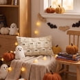 thumbnail image 7 of Sm:)e Halloween Goost Plush Faux Fur Jacquard Throw Pillow Cover 12x20 Inch Beige, Set of 2 Silky Soft Seasonal Cushion Case for Sofa Couch, 7 of 7