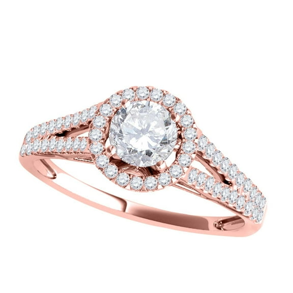 Mauli Jewels Engagement Rings for Women 1/2 Carat Halo Diamond Engagement Ring 4 Prong14K Solid Rose Gold