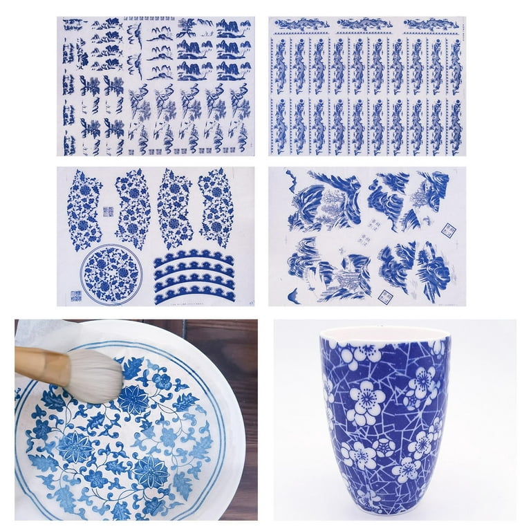  6Pcs Ceramic Decals Pottery Ceramics Clay Transfer