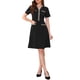 thumbnail image 2 of INSPIRE CHIC Vestido de Mujer para Trabajo con Cuello en V, Mangas Cortas, Con Adorno de Tweed, Vestido Elegante de Oficina en Corte A, Talla XS, Negro, 2 of 6