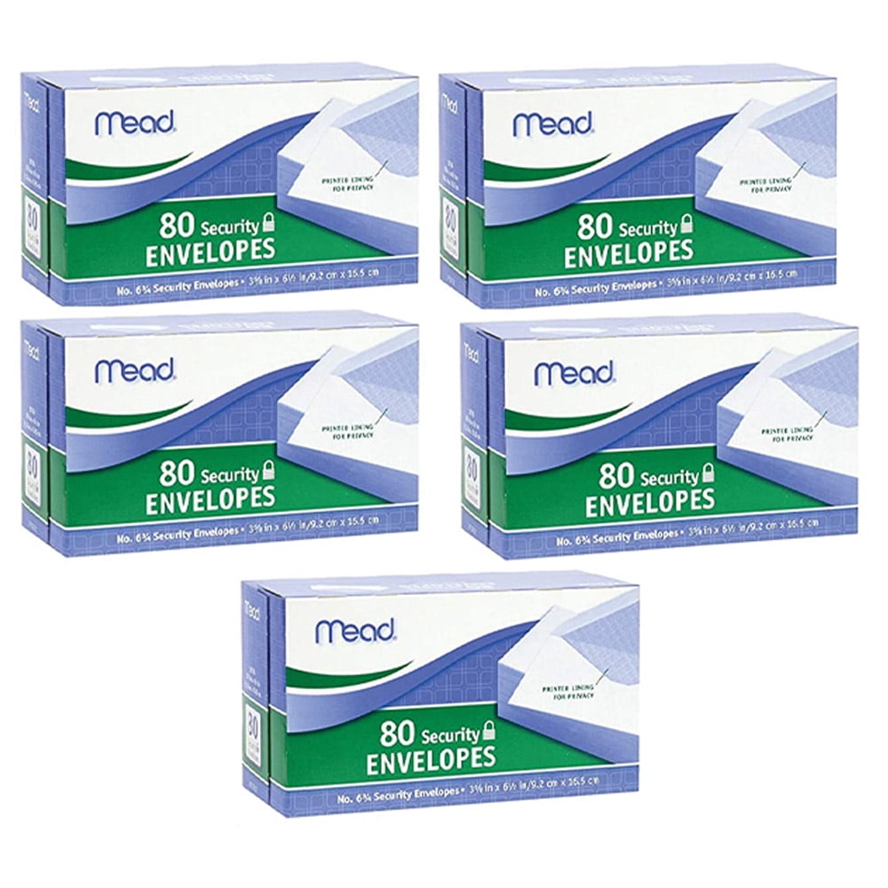 Mead 6 3/4" Security Envelopes, 80 Count (75212), 5 Pack
