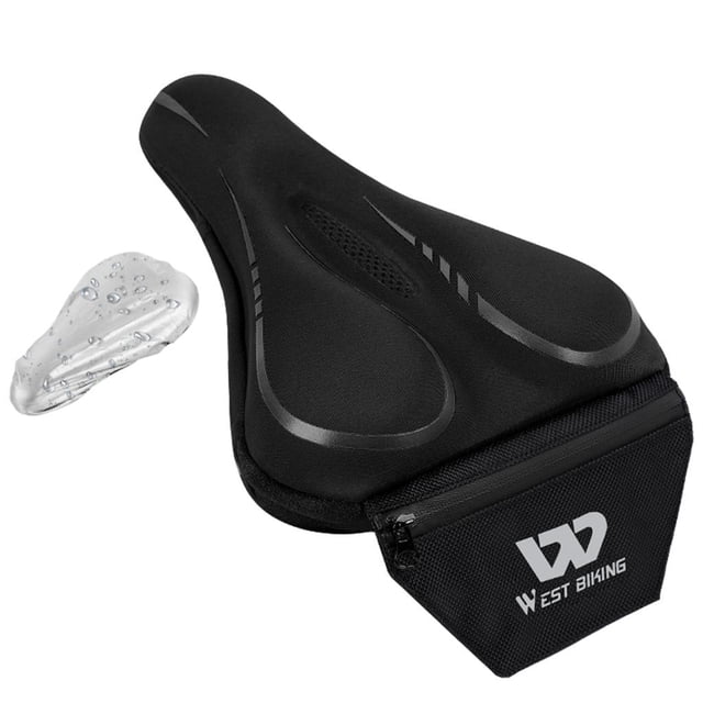 Funda de cojín de gel para bicicleta Cómoda almohadilla para sillín de bicicleta para al aire libre Negro Cola Cubierta de asiento de bicicleta
