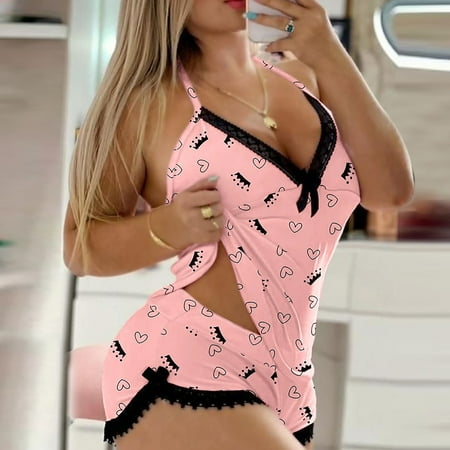 

NEGJ Women Lace Lingerie Sleepwear Romper Suit Sleepwear Lace Underwear