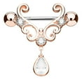 thumbnail image 2 of Trayknick Fashion Sexy Nipple Ring Rhinestone Dangle Chain Body Piercing Barbell Jewelry Rose Gold, 2 of 6