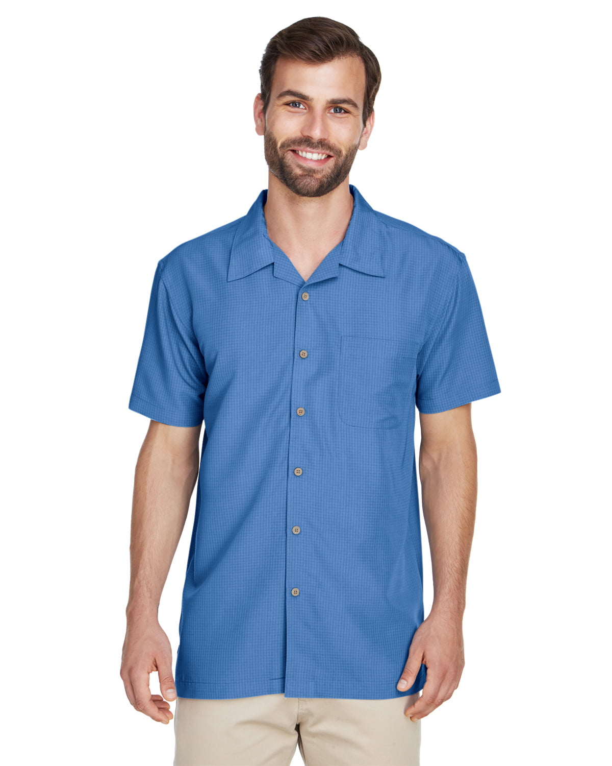 Harriton Men's Barbados Textured Camp Shirt - M560 - Walmart.com