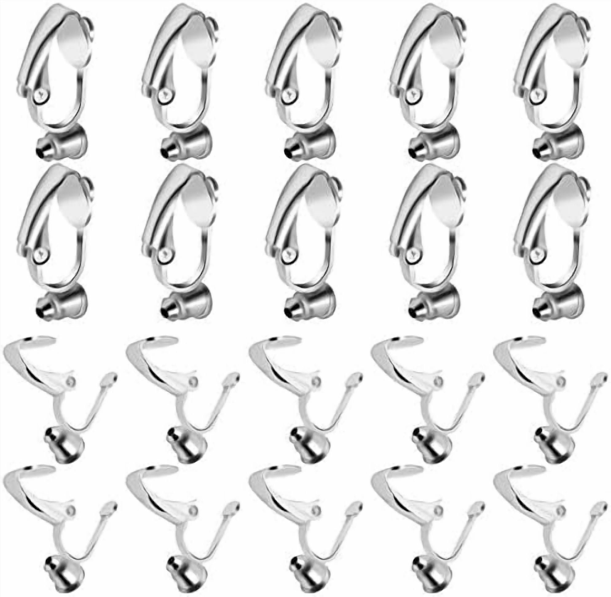 Jointown 20 Pieces Clip-on Earring Converter Components Findings with Post, Silver