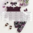 thumbnail image 3 of Karoyedx Toddler Girl Spring Clothes Toddler Girl Clothes Outfits Baby Clothing Fall Winter 3Pcs Set Long Sleeves Ruffle Top +Floral Pants +Headband Dark Purple Size,6-9 Months, 3 of 9