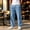 Light Blue, variant on Mens Jeans Washed Denim Wide Leg Trousers Drawstring Elastic Waist Straight Leg Pants Loose Fit Casual Denim Pants
