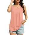 thumbnail image 5 of Fantaslook Tank Tops for Women Pleated Square Neck Sleeveless Summer Tops Curved Hem Flowy Shirts, 5 of 10