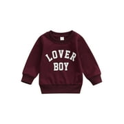 hirigin Little Boys Hoodie Letter Printing Long Sleeve Round Collar Tops