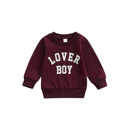 hirigin Little Boys Hoodie Letter Printing Long Sleeve Round Collar Tops