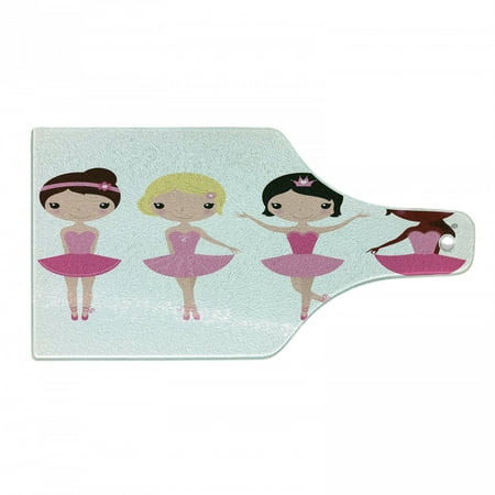 

Ballet Cutting Board Little Happy Girl Ballerinas National Diversity Cartoon Childish Kids Design Decorative Tempered Glass Cutting and Serving Board in 3 Sizes by Ambesonne