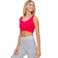 thumbnail image 2 of Women’s Ribbed Cropped Tank Top - Deep Scoop -Fuchsia, SM, 2 of 5