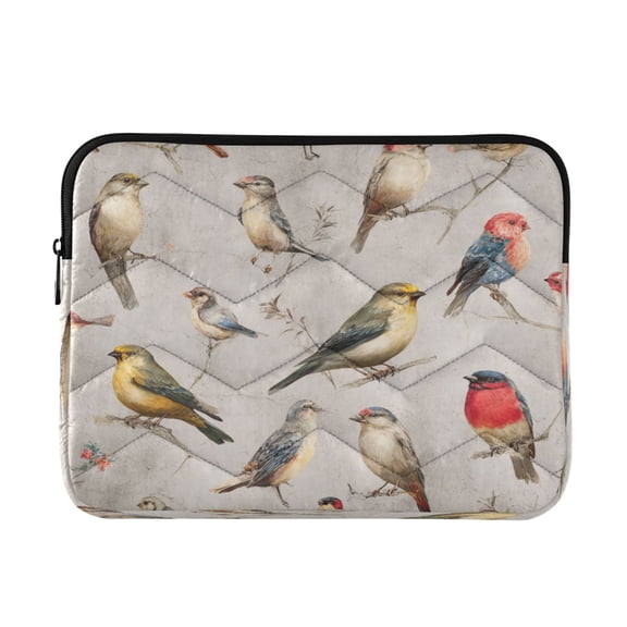Quilted Laptop Sleeve for 13-16 Inch Laptops Protective Laptop Case Cover Lightweight Travel & Office Essentials Birds Pattern