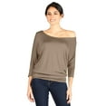 thumbnail image 4 of Dolman Tops for Women Sexy Off The Shoulder Tops Banded Waistband Shirts 3/4 Sleeves Regular and Plus Size Tops, 4 of 6