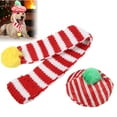 thumbnail image 3 of Pet Scarf Kit, Adorable Skin Friendly Easy To Wear Dog Hat And Scarf Set Lovely Striped Shape  For Christmas, 3 of 8