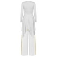 thumbnail image 2 of Kaerm Women Liturgical Praise Dance Outfit Metallic Gold Color Block Praise Dance Tunic with Pants White XXL, 2 of 7