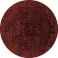 thumbnail image 1 of Ahgly Company Machine Washable Indoor Round Abstract Red Modern Area Rugs, 4' Round, 1 of 1