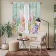 thumbnail image 6 of Easter Kitchen Curtains 63 Inch Length, Spring Rabbit Ear Eggs Floral Green Wooden Grain Tiers Curtains for Living Room Berdoom Bathroom, Light Filtering Drapes Window Treatment 2 Panels 42"Wx63"L, 6 of 8