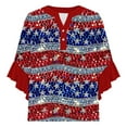 thumbnail image 5 of Youyipin womens tops 3/4 Sleeve Casual American Flag 4Th of July Henley Notched V Neck T Shirts Loose Fit graphic tees for women, 5 of 5