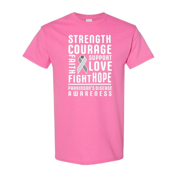Inktastic Parkinson Disease Awareness Strength Courage and Support T-Shirt